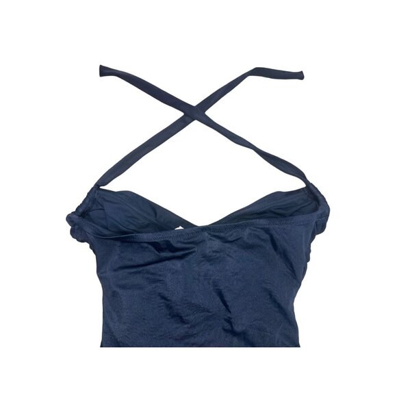 JCrew One Piece Swimsuit Womens 2 Black Halter Faux Wrap Tummy Control Classic - Picture 14 of 16